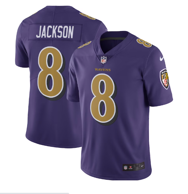 Baltimore Ravens Nike #8 Lamar Jackson Men's Color Rush Vapor Limited Jersey - Purple