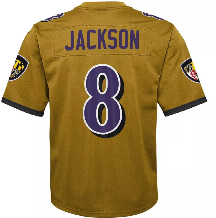 Baltimore Ravens #8 Lamar Jackson Nike Youth Game Inverted Jersey - Gold