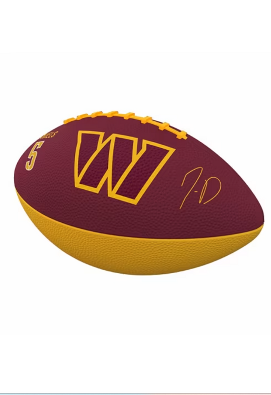 Washington Commanders Logo Brands Mini #5 Jaden Daniels  Rubber Football- No Box