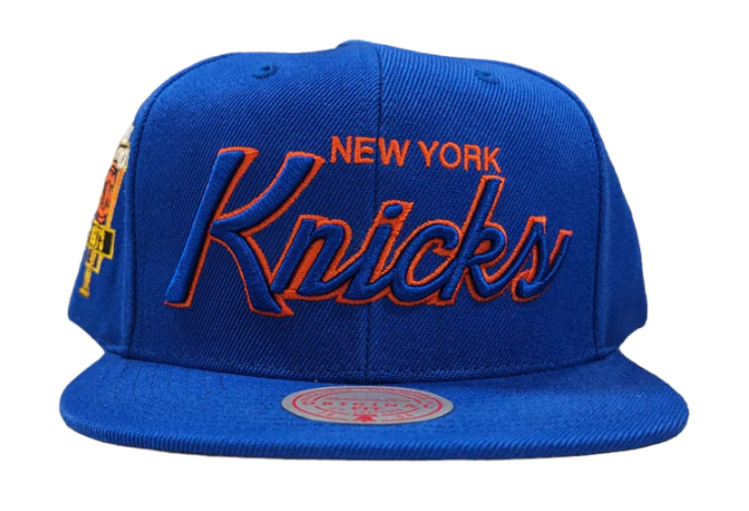 New York Knicks Mitchell & Ness 1973 NBA Champ Year Trophy Snapback Hat - Blue