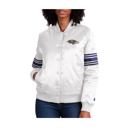 Baltimore Ravens Starter Women's Line Up Satin Full Snap Jacket - White