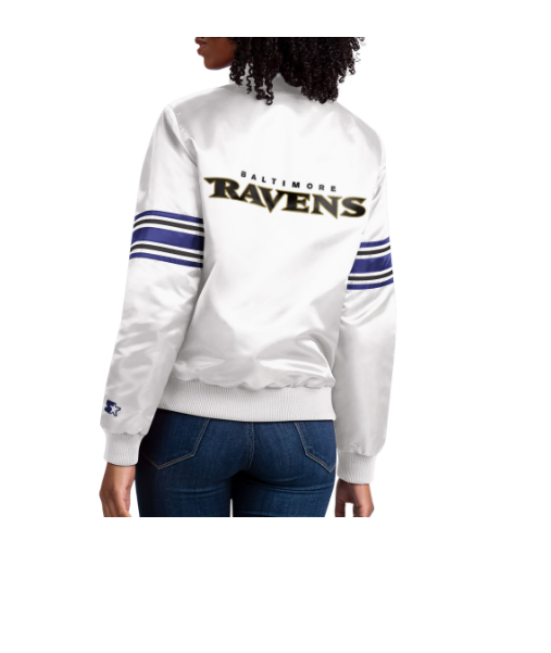 Baltimore Ravens Starter Women's Line Up Satin Full Snap Jacket - White