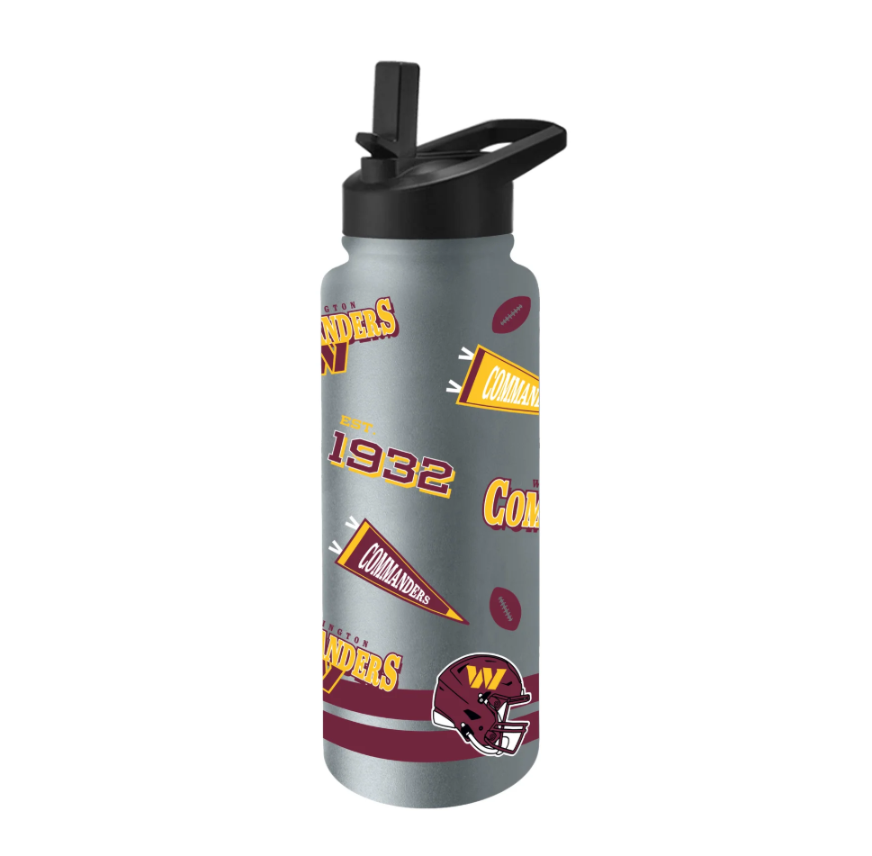 Washington Commanders Logo Brands Silver 34oz Native Quencher Bottle