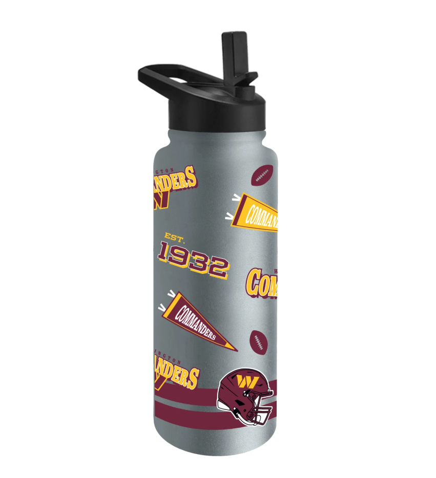 Washington Commanders Logo Brands Silver 34oz Native Quencher Bottle