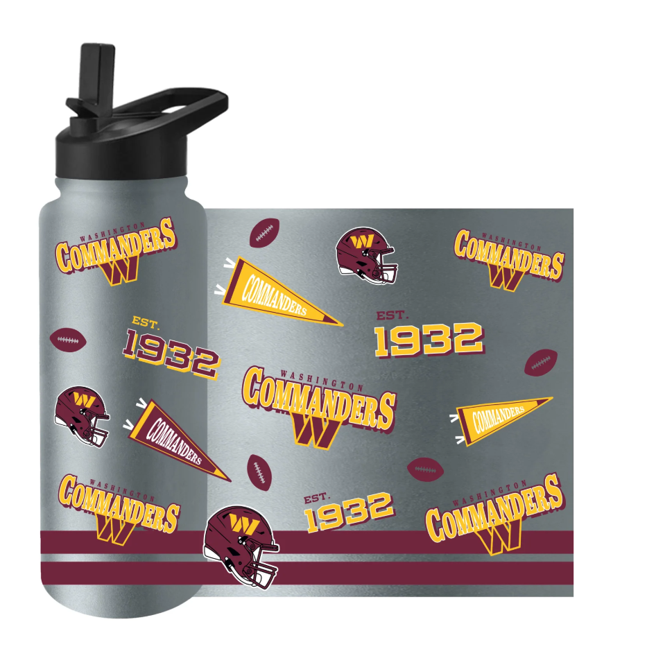 Washington Commanders Logo Brands Silver 34oz Native Quencher Bottle