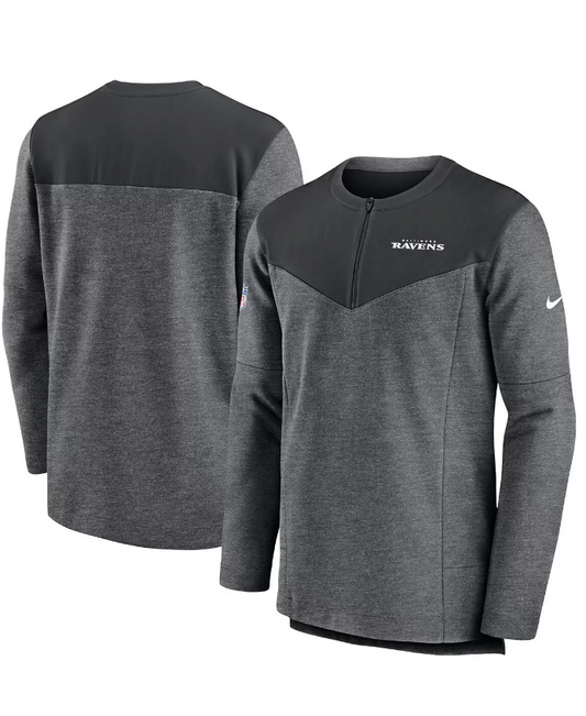 Baltimore Ravens Nike Charcoal Sideline Lockup Performance Quarter-Zip Top