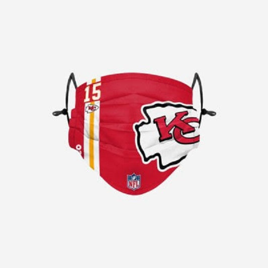 Kansas City Chiefs #15 Mahomes Foco Sideline Logo Pleated Face Cover Mask