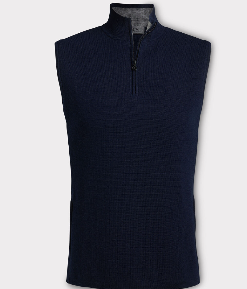 G/FORE 1/4 ZIP MERINO WOOL TECH-LINED DUNES TAILORED FIT VEST