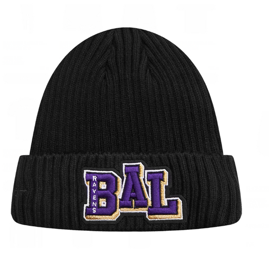 Baltimore Ravens Pro Standard Mash Up Beanie Knit Hat -Black