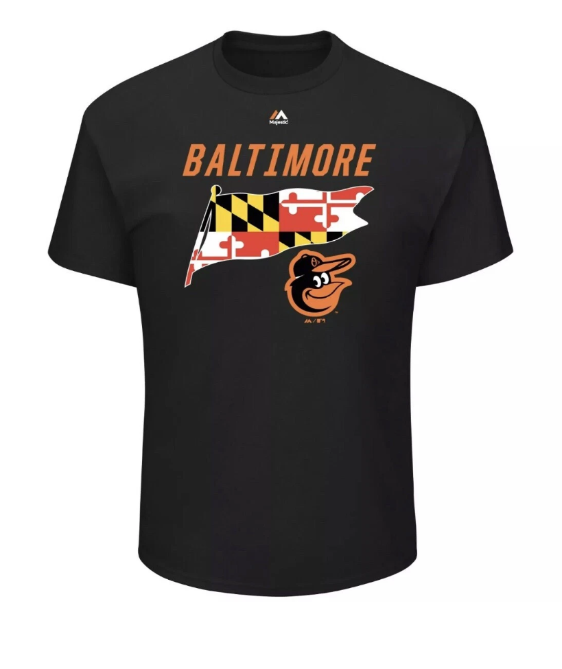Baltimore Orioles Black Maryland Flag Men's T-shirts