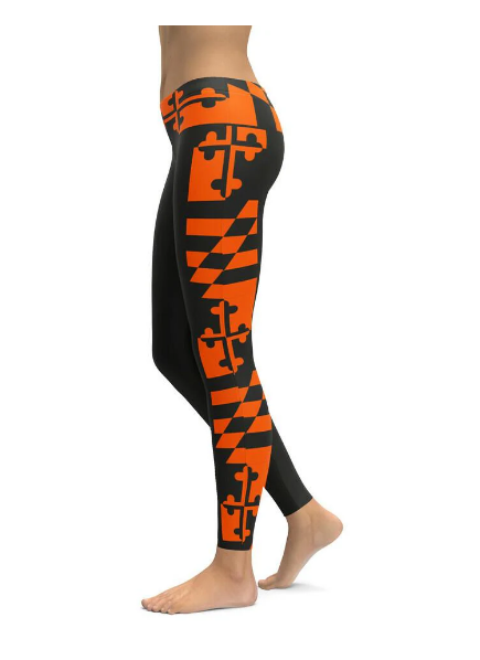 Route One Orange & Black Maryland Flag Leggings