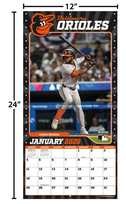MLB Baltimore Orioles 2026 Wall Calendar