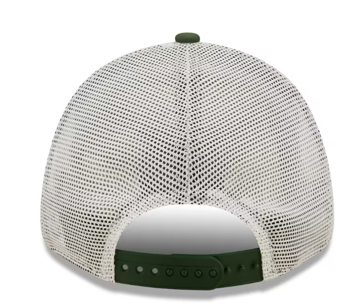 Green Bay Packers New Era Logo Patch Trucker Mesh 9Forty Snap Back Hat - Green