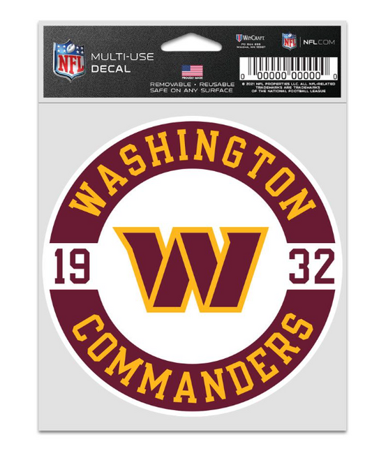 Washington Commanders Wincraft Patch 3.75" X 5" Decal