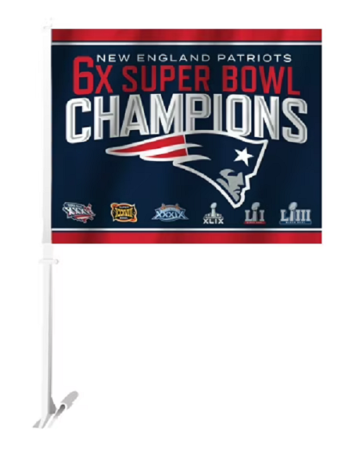 New England Patriots 6x Super Bowl Champions Car Flags