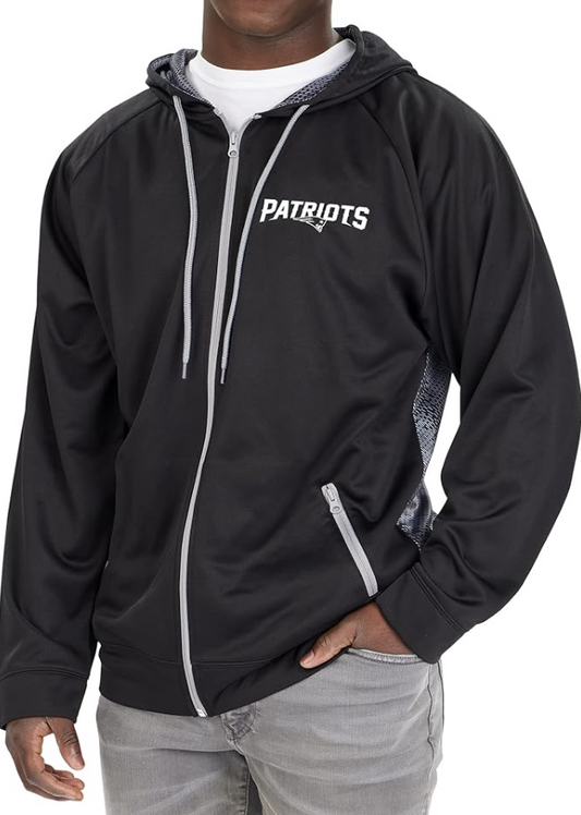 New England Patriots Zubaz Black &  White Viper Liner Full Zip Hoodie