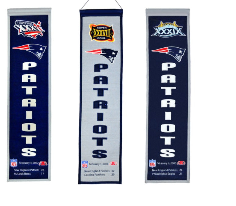 New England Patriots 8 X 32 Super Bowl Champtions Heritage Banner