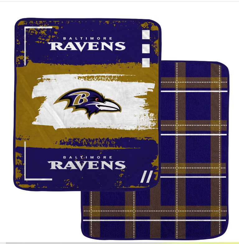 Baltimore Ravens Pegasus Plaid Double Sided 60X70 Super Soft Plush Throw