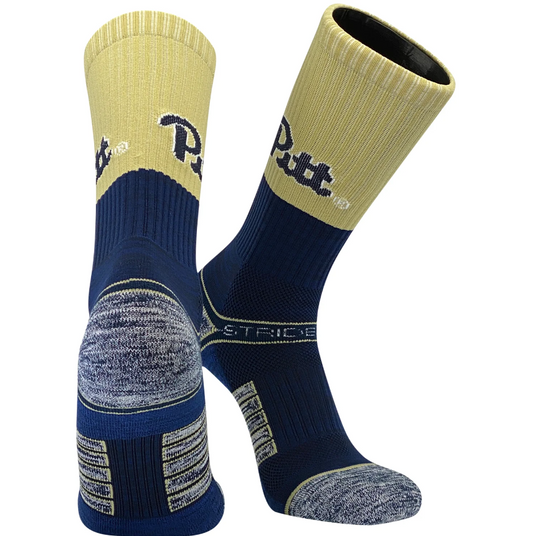 Pittsburgh (Pitt) Panthers Strideline Gold Blue NCAA Licensed Crew Socks