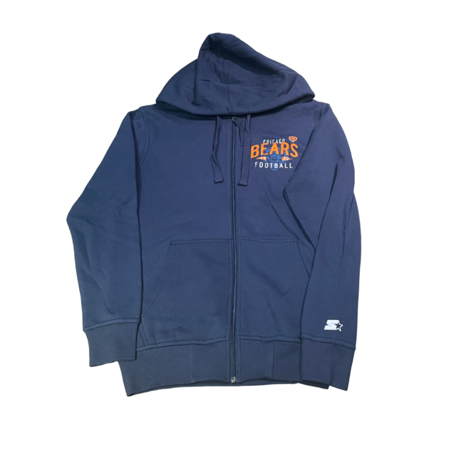 Chicago Bears Starter Playability Full Zip Hoodie- Navy