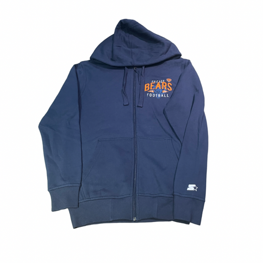 Chicago Bears Starter Playability Full Zip Hoodie- Navy