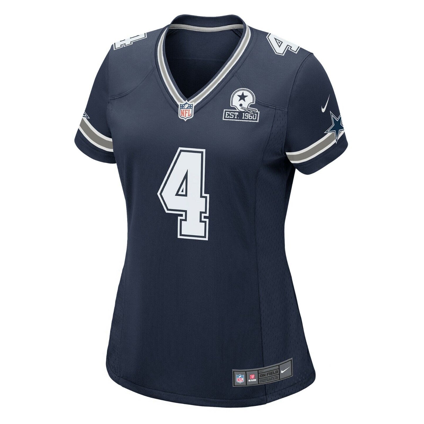 Dallas Cowboys Nike #4 Dak Prescott Women's 1960 Anniversary Patch Game Jersey - Navy