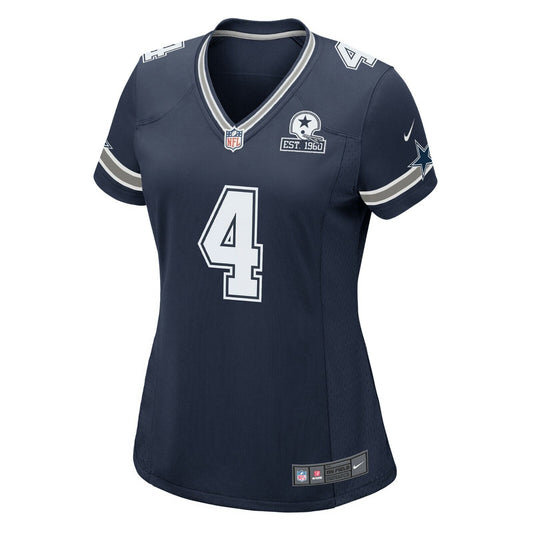 Dallas Cowboys Nike #4 Dak Prescott Women's 1960 Anniversary Patch Game Jersey - Navy