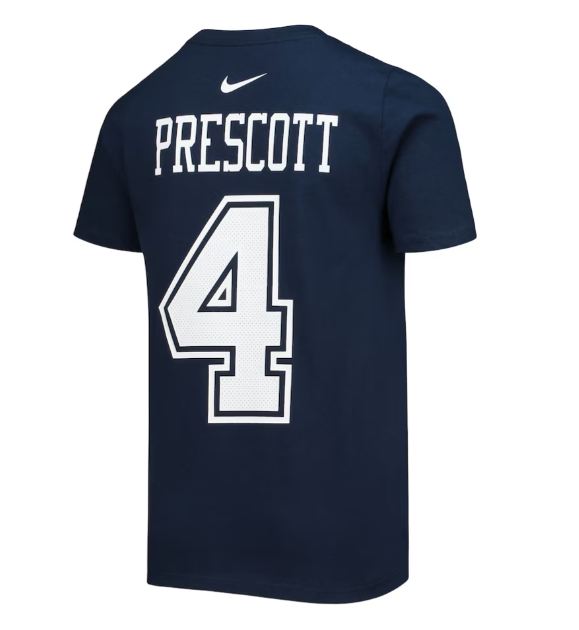 Dallas Cowboys Nike Youth #4 Dak Prescott Player T-Shirt- Blue