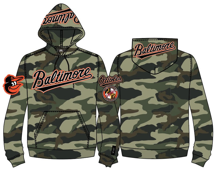 Baltimore Orioles Pro Standard Logo Pro Team Olive Camo Hoodie