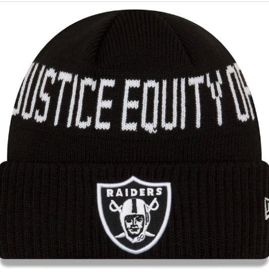 Las Vegas Raiders New Era Black Team Social Justice Cuffed Knit Hat