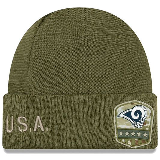Los Angeles Rams New Era Salute to Service Knit Hat - Olive