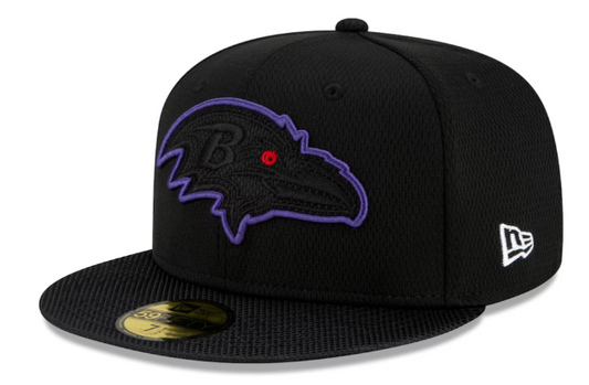 Baltimore Ravens New Era Sideline Road 59FIFTY Fitted Hat - Black