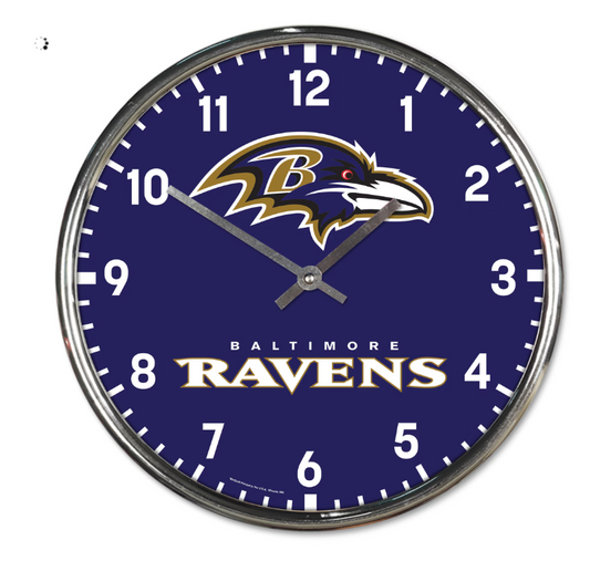 Baltimore Ravens Wincraft Round Chrome Wall Clock