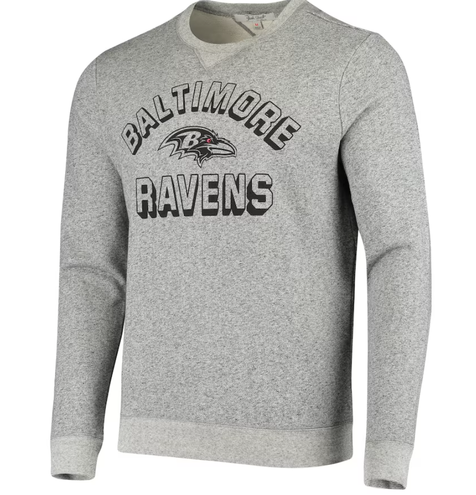 Baltimore Ravens Marled Men's Junk Food Heathered Charcoal Pullover Sweatshirt