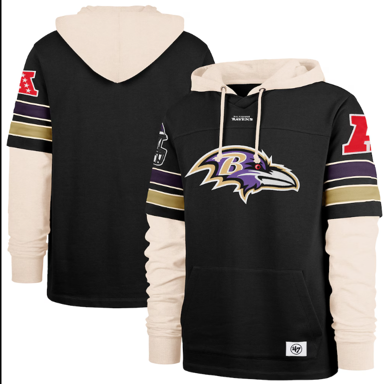Baltimore Ravens '47 Split Zone Cornerback Duo Hoodie - Black