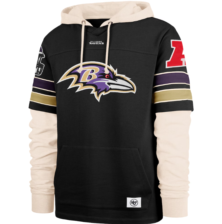 Baltimore Ravens '47 Split Zone Cornerback Duo Hoodie - Black