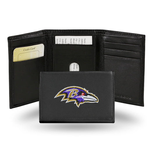 Baltimore Ravens Rico Embroidered Genuine Leather Tri-fold Wallet