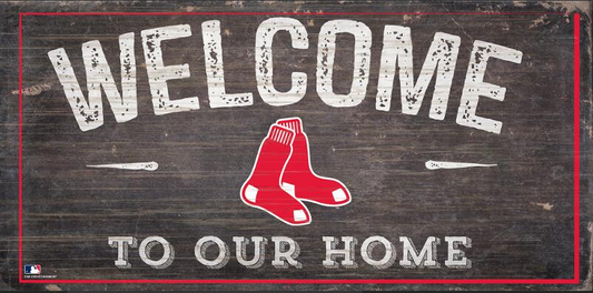 Red Sox Team Fans Welcome Wood Sign