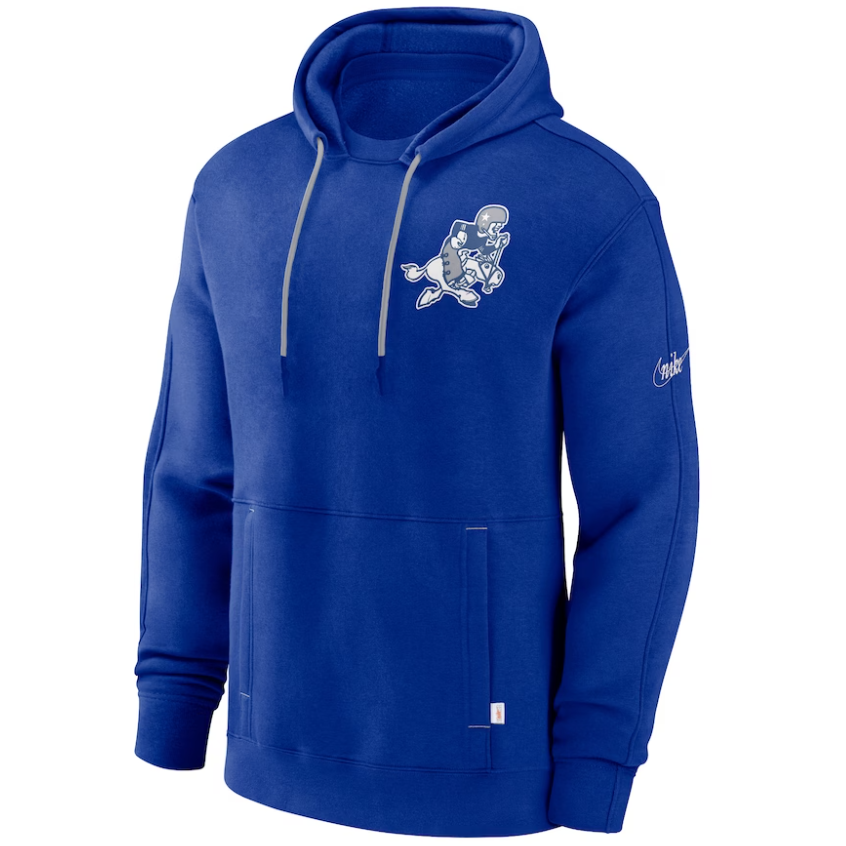 Dallas Cowboys Nike Throwback Rewind Layered Logo Statement Pullover Hoodie - Royal