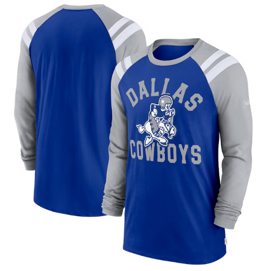 Dallas Cowboys Nike Rewind Heavy Weight Long Sleeve Shirt - Blue / Gray