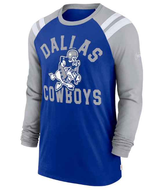 Dallas Cowboys Nike Rewind Heavy Weight Long Sleeve Shirt - Blue / Gray