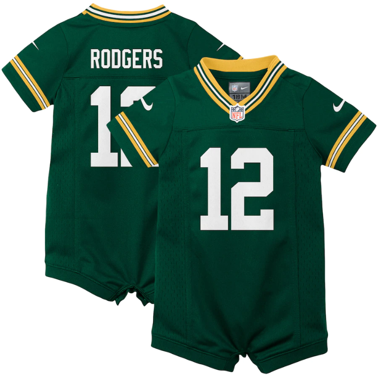 Green Bay Packers Nike #12 Aaron Rodgers Infant Jersey Romper - Green