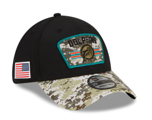 Miami Dolphins New Era Salute to Service Sideline 39THIRTY Hat - Black/Camo