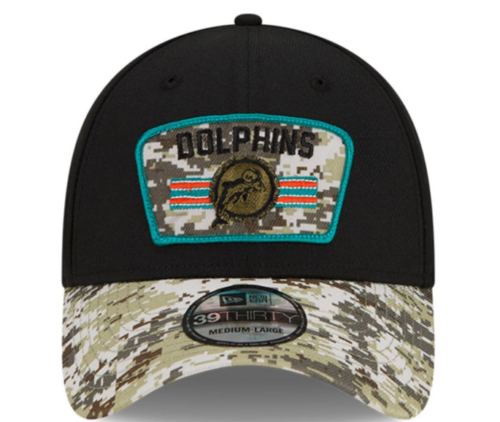 Miami Dolphins New Era Salute to Service Sideline 39THIRTY Hat - Black/Camo