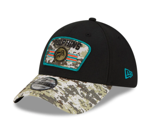 Miami Dolphins New Era Salute to Service Sideline 39THIRTY Hat - Black/Camo