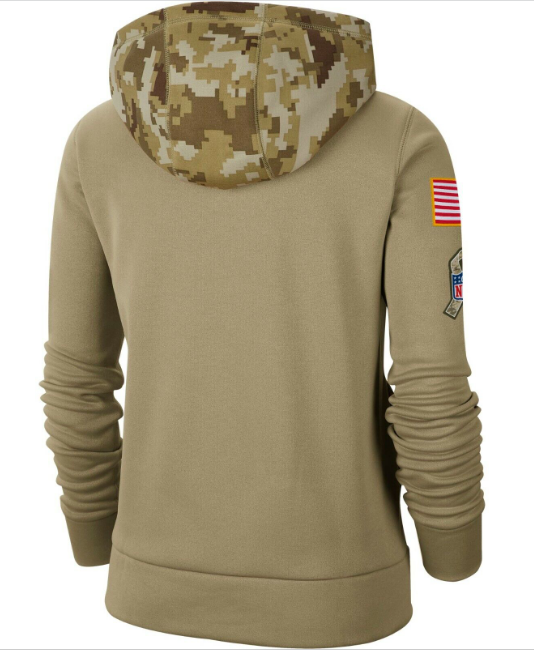 Dallas Cowboys Nike Women's Khaki Salute to Service Therma Pullover Hoodie