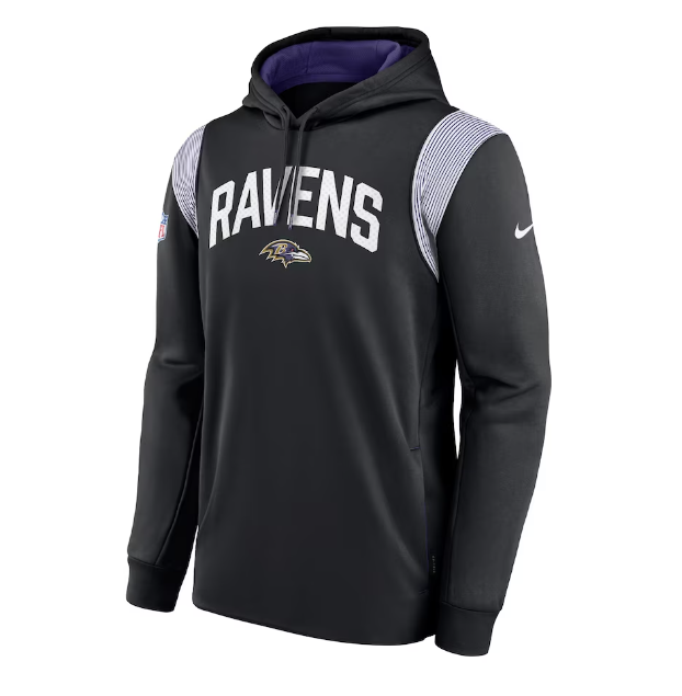 Baltimore Ravens Nike Sideline Performance Pull Over Hoodie- Black