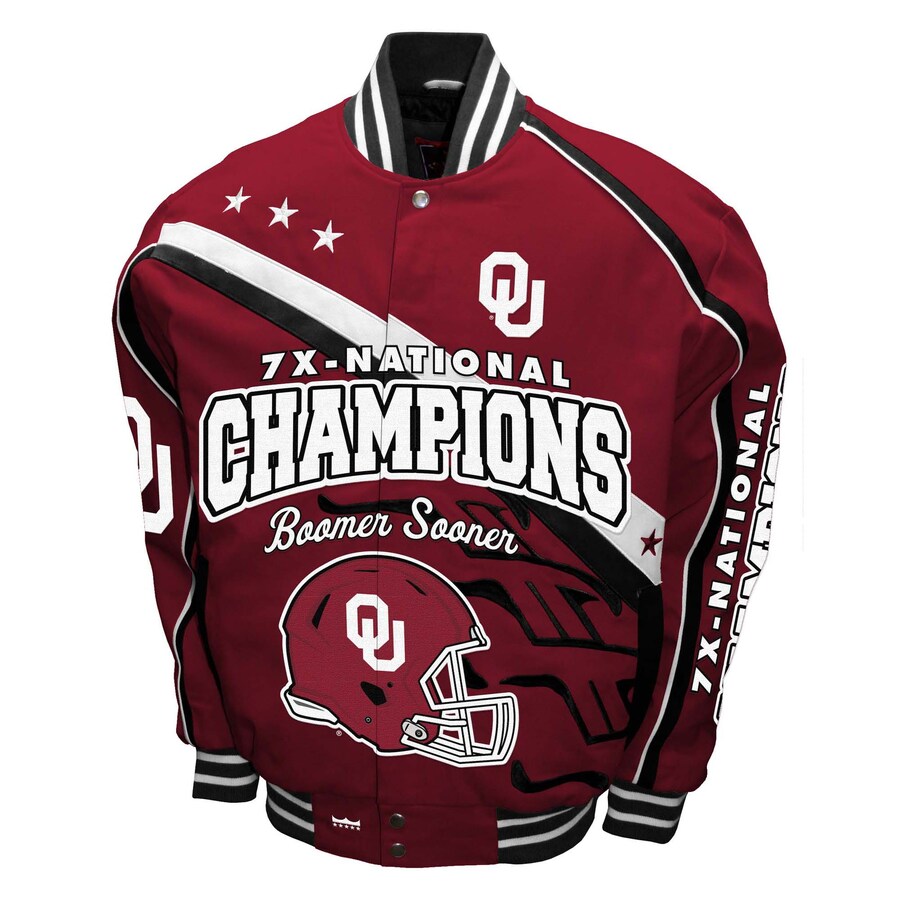 Oklahoma Sooners NCAA 7-Time National Champions Twill Jacket - Red
