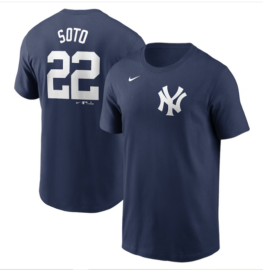 New York Yankees Nike #22 Juan Soto Navy Men's Player T-Shirt