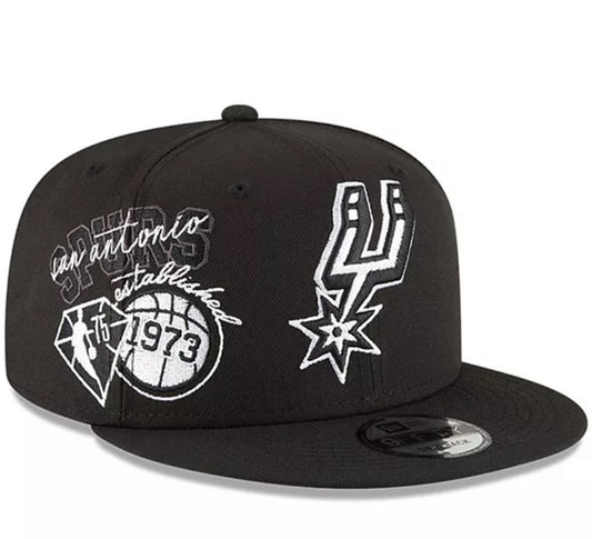San Antonio Spurs Black & White Back Half Series 9FIFTY Snap Back Hat
